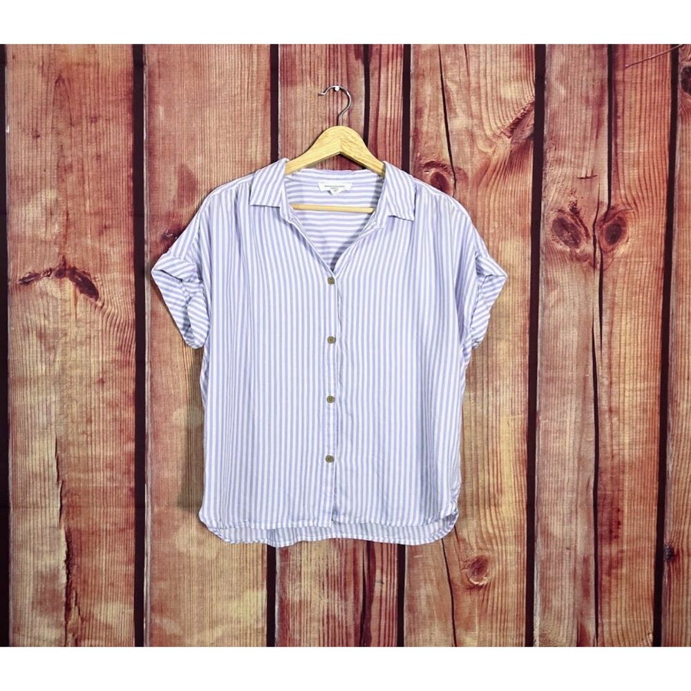 Beachlunchlounge Purple Striped Button Up Top M